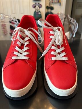 Coach Red Low-Top Sneakers with White Laces